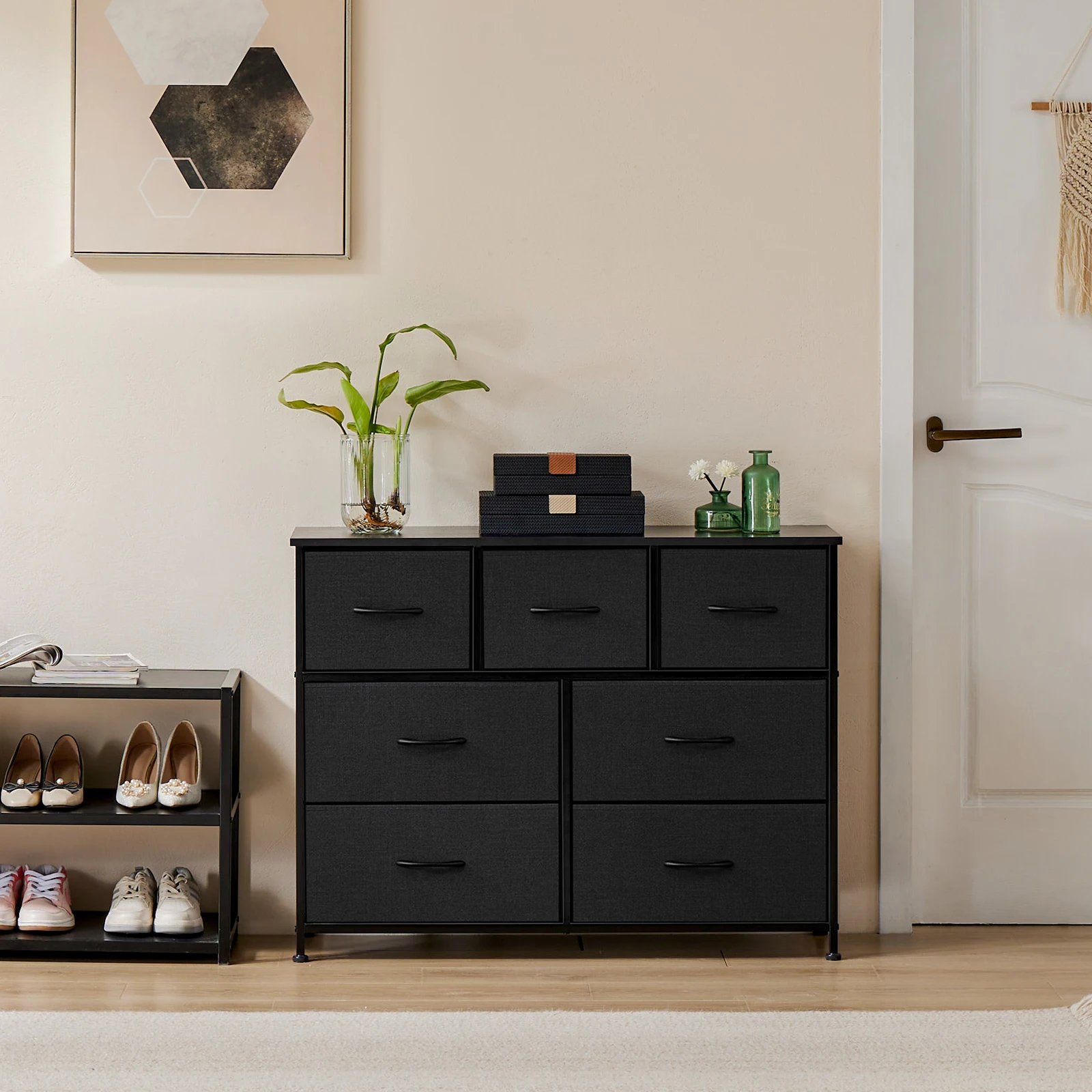 JHK Desser For Bedroom With 7 Fabric Drawers Organizer Storage Closet Chest Clothes For Living Room Display Cabinet Of Furniture - Image 2