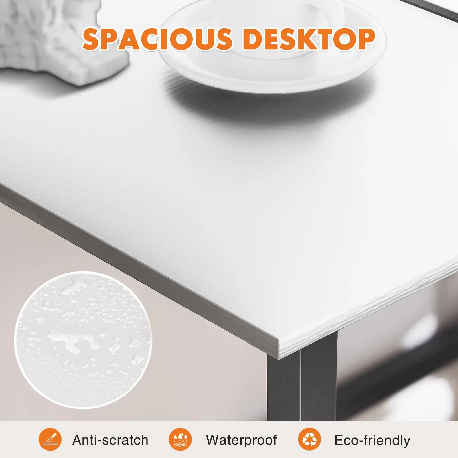 JHK Computer Office Desk Writing Study Office Gaming Table Modern Simple Style Compact Metal Frame Wood Tabletop Easy Assembly - Image 5