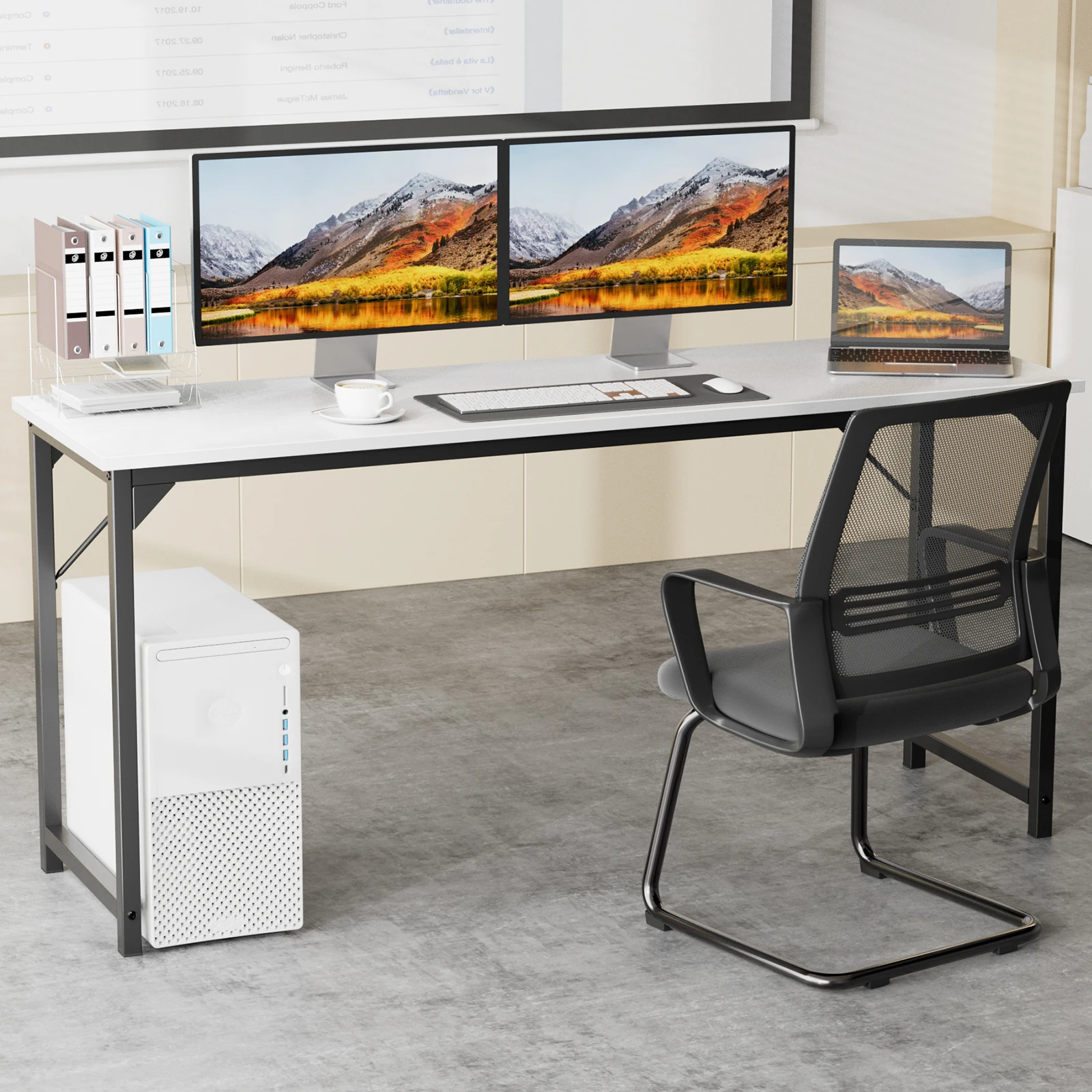 JHK Computer Office Desk Writing Study Office Gaming Table Modern Simple Style Compact Metal Frame Wood Tabletop Easy Assembly - Image 2