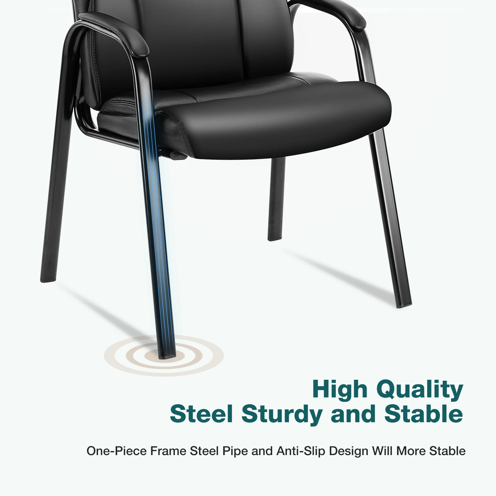 JHK Leather Waiting Room Chairs No Wheels,Guest Chair with Padded Arm Office Guest Chair Conference Room Lobby Table - Image 5