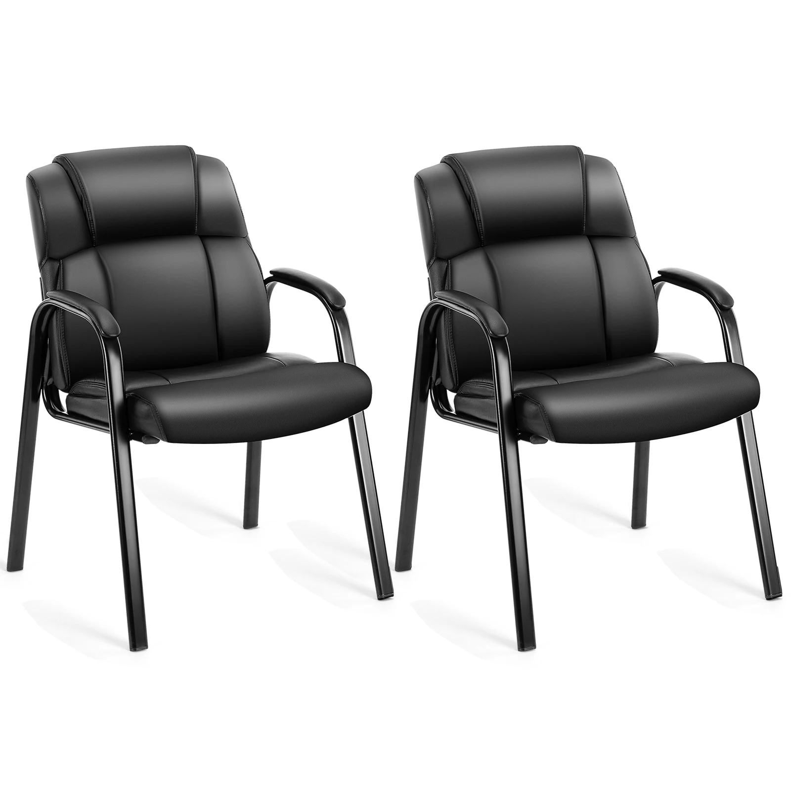 JHK Leather Waiting Room Chairs No Wheels,Guest Chair with Padded Arm Office Guest Chair Conference Room Lobby Table - Image 2
